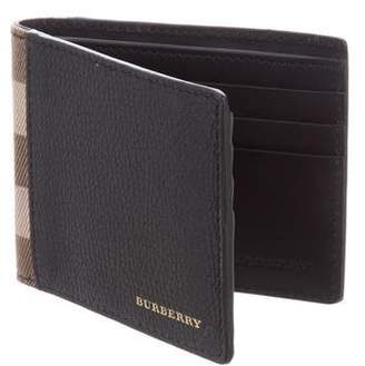Burberry House Check-Trimmed Leather Wallet