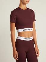 Thumbnail for your product : Paco Rabanne Bodyline Logo Jacquard Performance Cropped Top - Womens - Burgundy