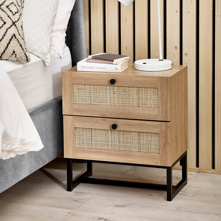 Dunelm Hollis 2 Drawer Oak Bedside Table Oak ShopStyle Chests