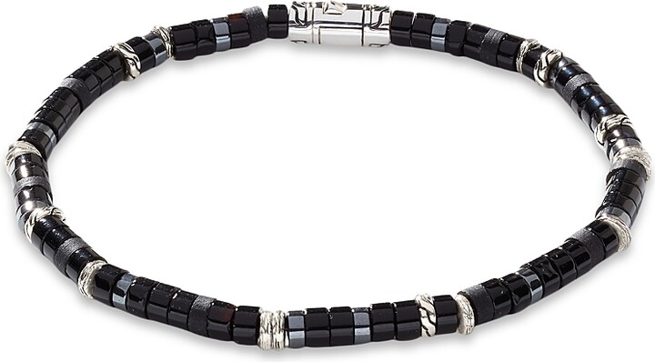 John Hardy Men's Sterling Silver Classic Chain Onyx & Hematite Bead Heishi Bracelet