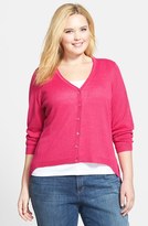 Thumbnail for your product : Eileen Fisher High/Low Organic Linen V-Neck Cardigan (Plus Size)
