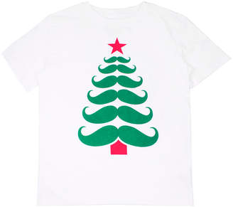 Aeropostale P.S. From p.s. from Boys' Tee Shirts WHITE - White Mustache Christmas Tree Crewneck Tee - Boys