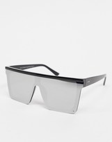 Thumbnail for your product : SVNX square sunglasses in black with mirror lens