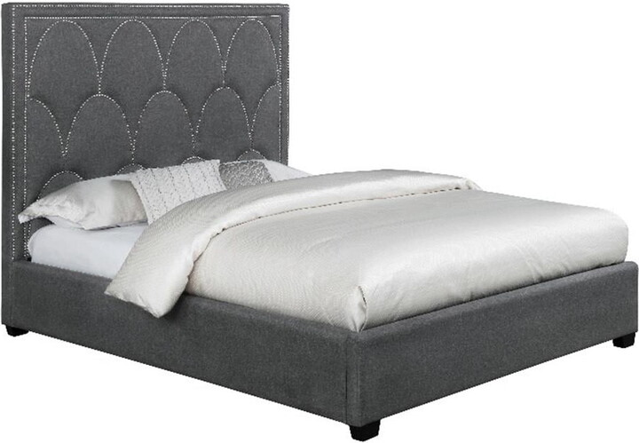 Coaster Fine Furniture Coaster Bowfield 81.5" x 87.75" Fabric Upholstered Eastern King Bed in Charcoal