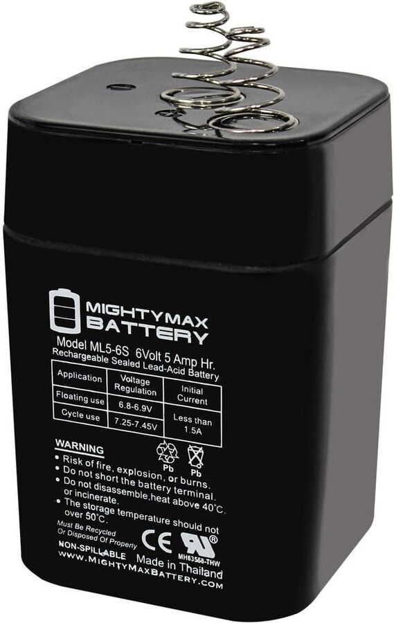 MIGHTY MAX BATTERY 6V 5Ah Sealed Lead Acid Battery for Eveready 5109L