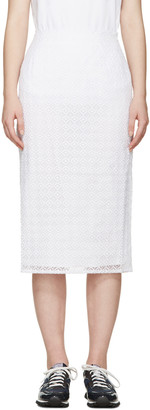 Edit White Embroidered Organza Skirt