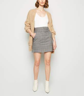 New Look Light Check Belted Utility Skirt