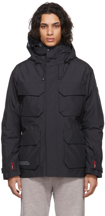 polo ralph lauren black hybrid down hooded jacket