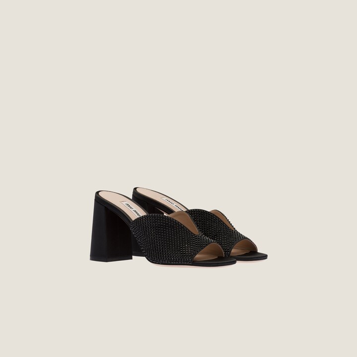 サンダル・ミュール MiuMiu | Satin sandals with artificial crystals 5XX630 Miu Miu Satin sandals with artificial crystals | miumiu