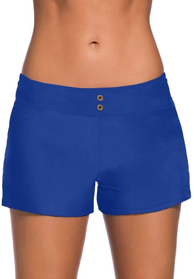 BLENCOT Womens Swimwear Short Swimming Shorts Beach Shorts Blue Ladies
