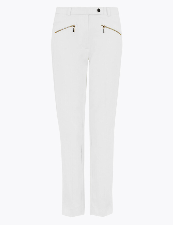 Marks and Spencer Mia Slim Cotton Ankle Grazer Trousers - ShopStyle ...
