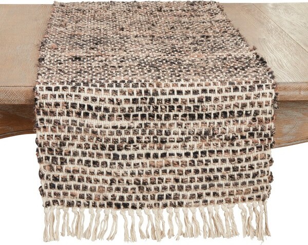 Saro Lifestyle SaroLifestyleSleekStripedTableRunnerBeige16\