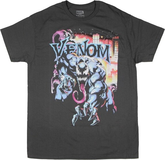 Venom MarvelVenomMen'sCityInFlamesPastelHuesShortSleeveT-Shirt(3X-Large)