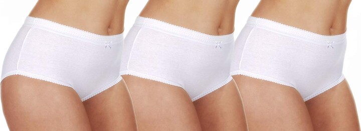 COTTONIQUE Ladies 6 Pairs Plain Full Briefs Knickers Underwear Cotton Plus  Big Size 36-54 White - ShopStyle