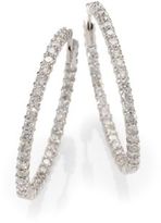 Thumbnail for your product : Roberto Coin Diamond & 18K White Gold Hoop Earrings/1.4"