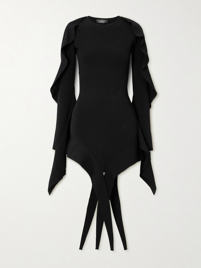 Thierry Mugler Asymmetric Stretch-knit Mini Dress - Black