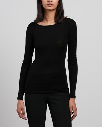 Morrison - Women's Black Long Sleeve Tops - Morri Merino Wool Round Neck Top at The Iconic