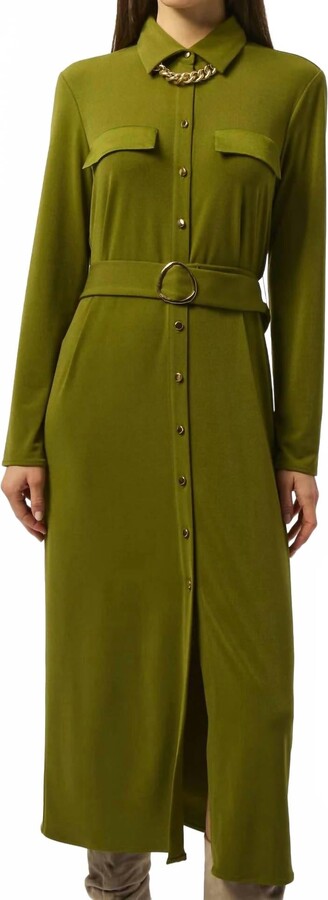 Joseph Ribkoff Collared Shirt Dress In Artichoke