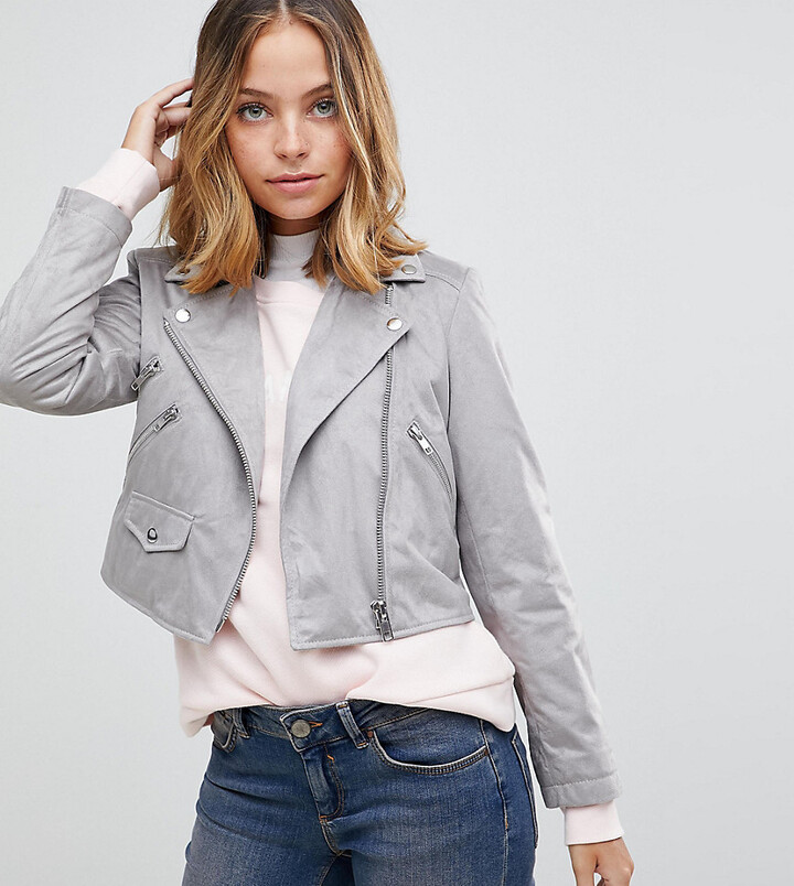 womens grey leather jacket