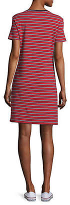 Tommy Hilfiger Striped V-Neck Cotton T-Shirt Dress