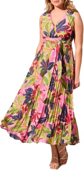 Women's Tribal Plisse Maxi Dress 6 Teaberry