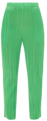 Pleats Please Issey Miyake Technical-pleated Slim-leg Trousers - Green