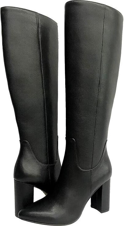 Faryl Robin Women's FARYL by Terry Boots Black Leather Pointed Toe Knee High KHD872