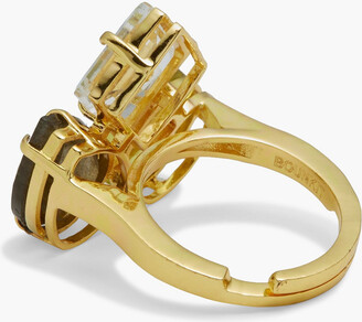 Bounkit Gold-tone. quartz and labradorite ring