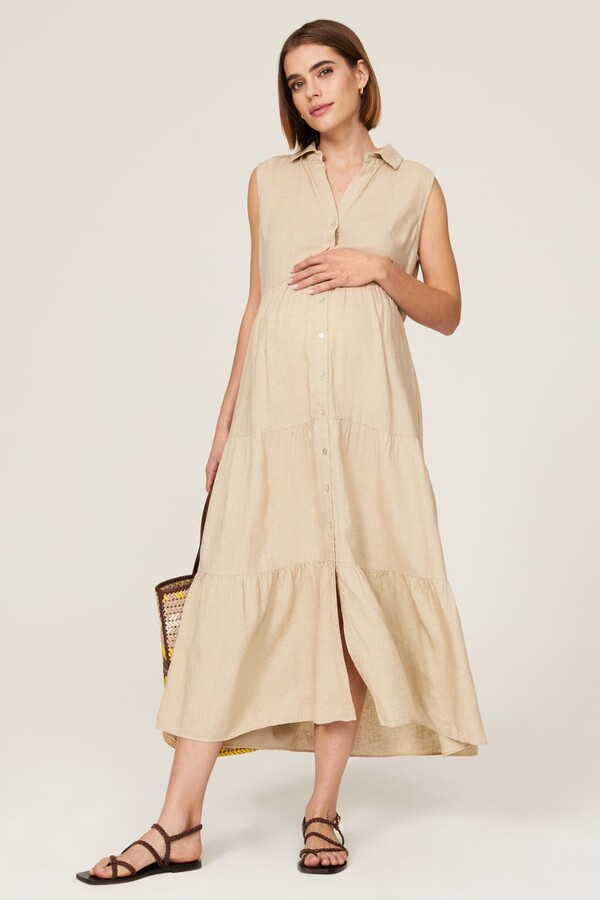 ripe Tracy Tiered Maternity Dress Cream