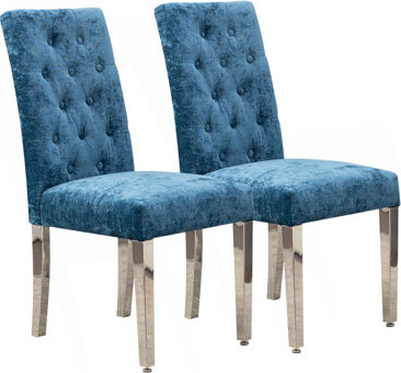 Set Of 2 Modern Dining Chairs With Plush Velvet Upholstery, Sturdy Stainless Steel Legs & S-Shaped Springs - Ergonomic Support For Dining Room, Kitche