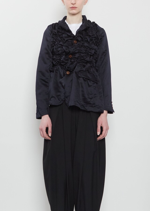 Comme des Garçons Comme des Garçons Satin Tech Asymmretic Ruched Blazer