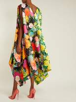 Thumbnail for your product : Richard Quinn Contrasting Print Satin Cape-dress - Womens - Multi