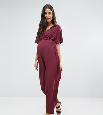 ASOS Maternity PETITE Belted Jumpsuit with Kimono Sleeve