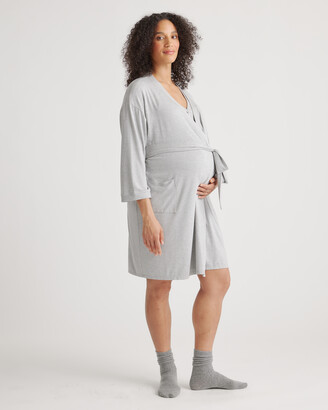 Quince Bamboo Jersey Maternity & Nursing Button Front Nightgown and Robe Set
