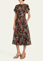 Thumbnail for your product : Ulla Johnson Devon Floral Poplin Fit & Flare Midi Dress