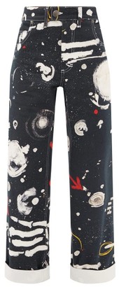 Charles Jeffrey Loverboy Asteroid-print Straight-leg Jeans - Womens - Black Multi