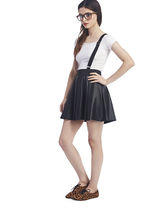 Thumbnail for your product : Wet Seal Faux Leather Suspender Skater Skirt
