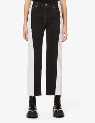 two tone jeans black and white