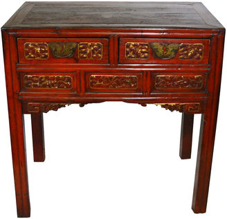 One Kings Lane Vintage Antique Chinese Hand-Carved Red Desk
