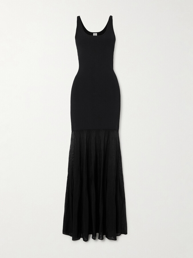 TOTEME - Jersey And Tulle Maxi Dress - Black