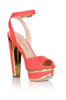 Thumbnail for your product : Little Mistress Little Mistress Coral and Gold Trim Heel Shoes