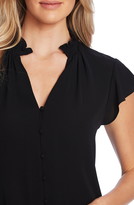 Thumbnail for your product : CeCe Flutter Sleeve Button Front Crepe Blouse