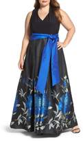 Thumbnail for your product : Eliza J Jersey & Floral Jacquard Ballgown
