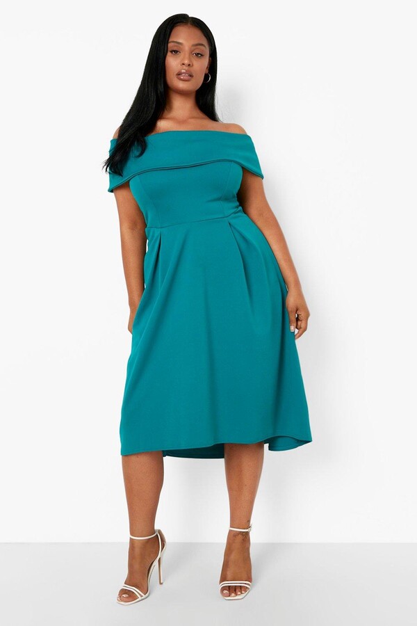 green and white plus size dress