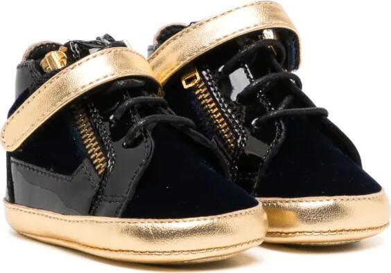 Giuseppe Junior Two-Tone Panelled Velvet Sneakers
