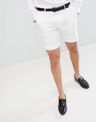 ASOS Design DESIGN Slim Mid Length Smart Shorts In White Linen