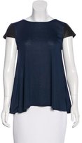 Thumbnail for your product : Alice + Olivia Leather-Accented Knit Top