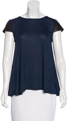 Alice + Olivia Leather-Accented Knit Top