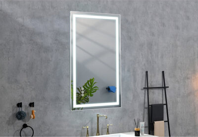 Led Bathroom Mirror With Fog, 3 Color Choices, Stepless Dimmable, Wall Mounted, Clear Hd Glass, Aluminium Mirror, Fog Effect, Temperatures, Adjustable