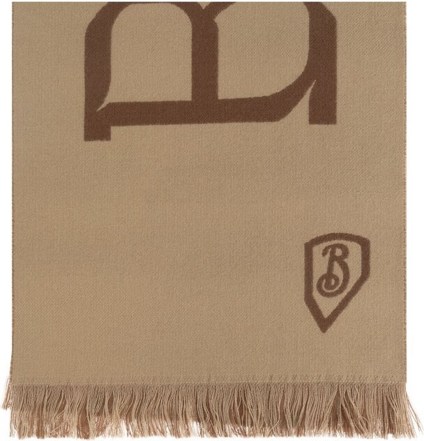 Burberry Logo Jacqaurd Frayed-Edge Scarf